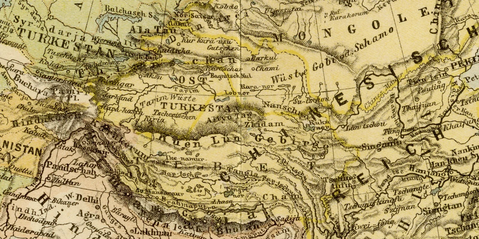 Asien politische Übersicht ca 1882 historische Karte Lithographie