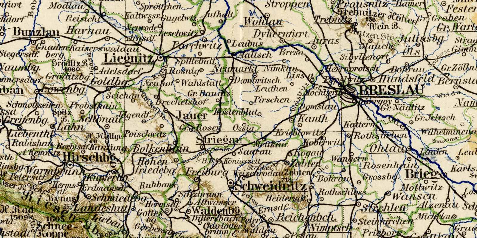 Schlesien Landkarte ca 1901 historische Karte Lithographie