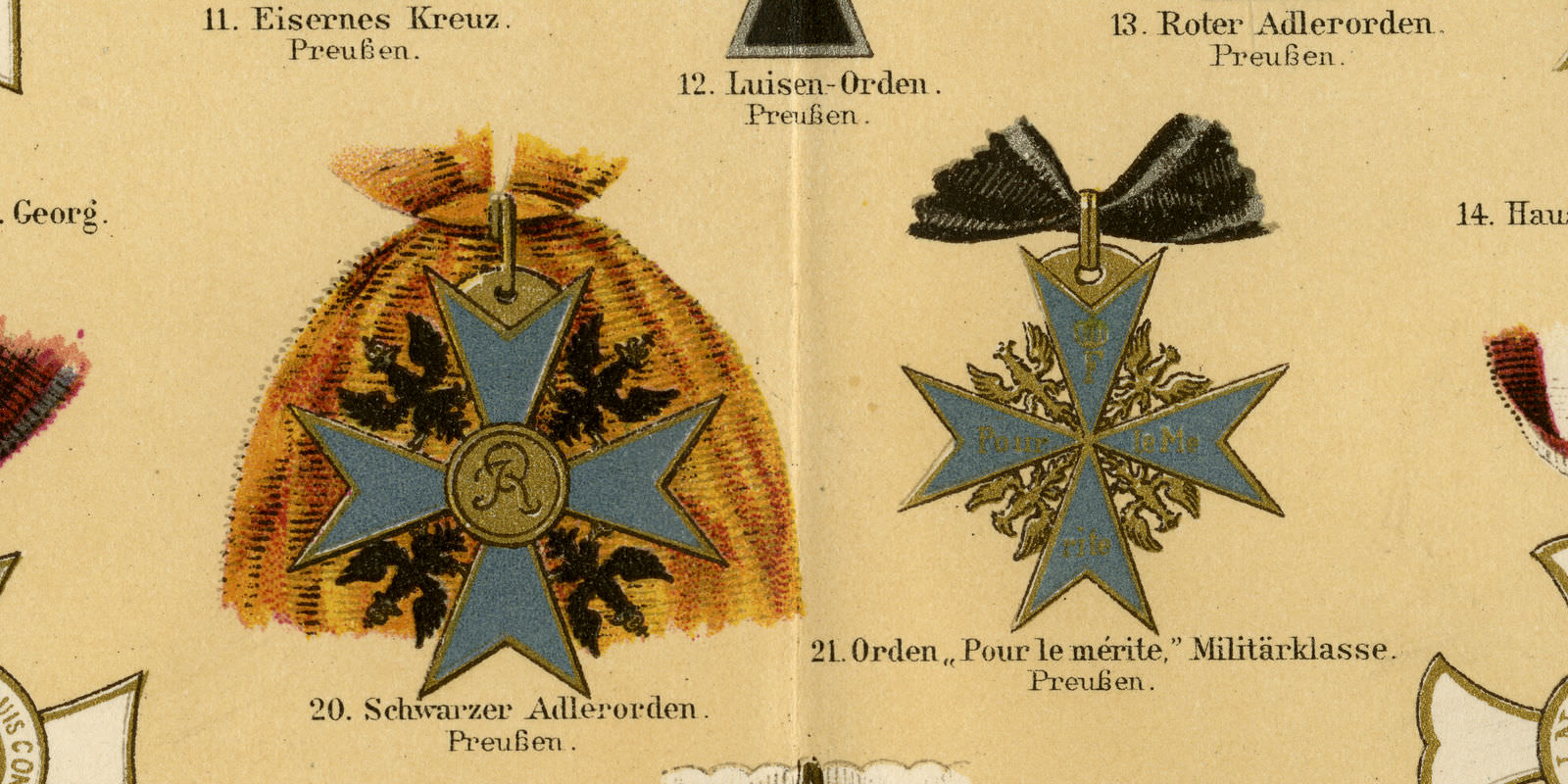 Orden historische Bildtafel ca 1888 Chromolithographie