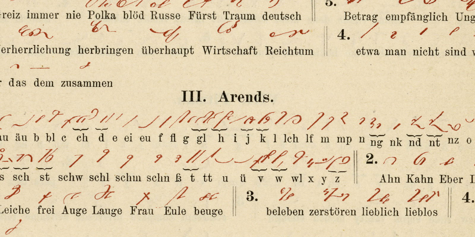 Stenographie antike Bildtafel ca 1889 Lithographie