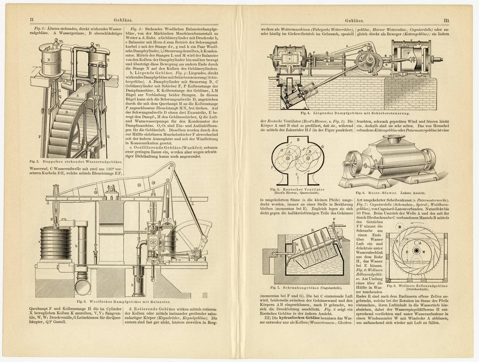 Gebläse ca 1894 historische Bildtafel Holzstich
