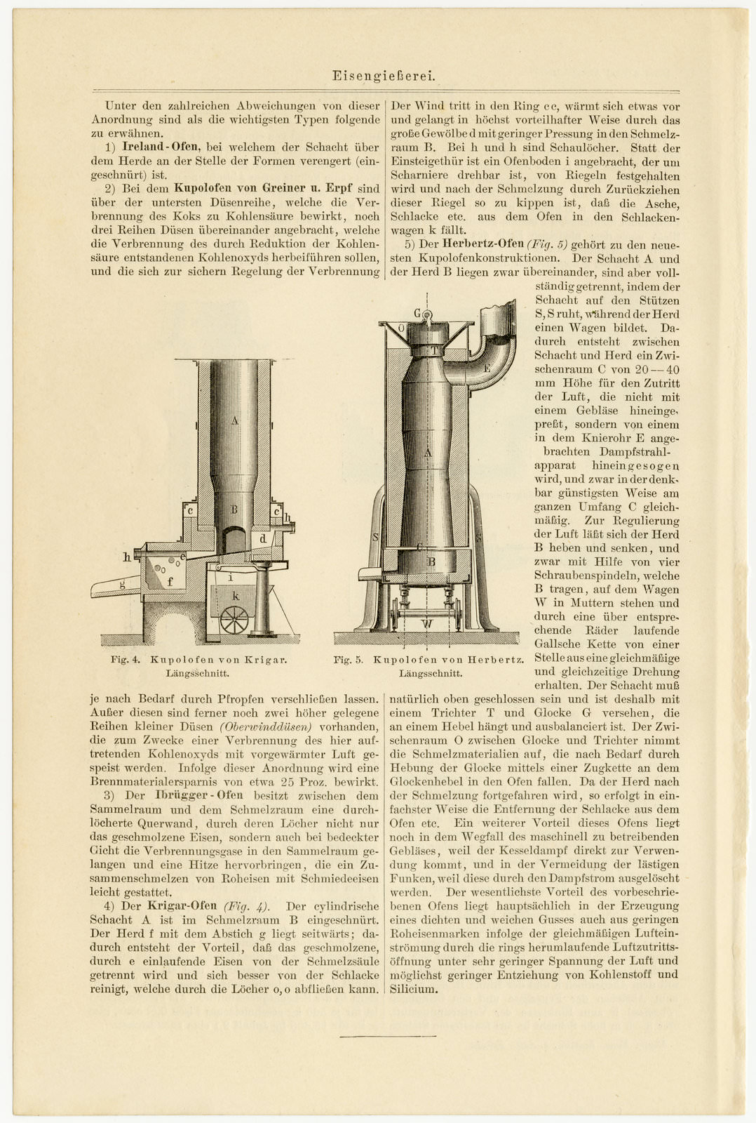 Eisengießerei ca 1893 historische Bildtafel Holzstich