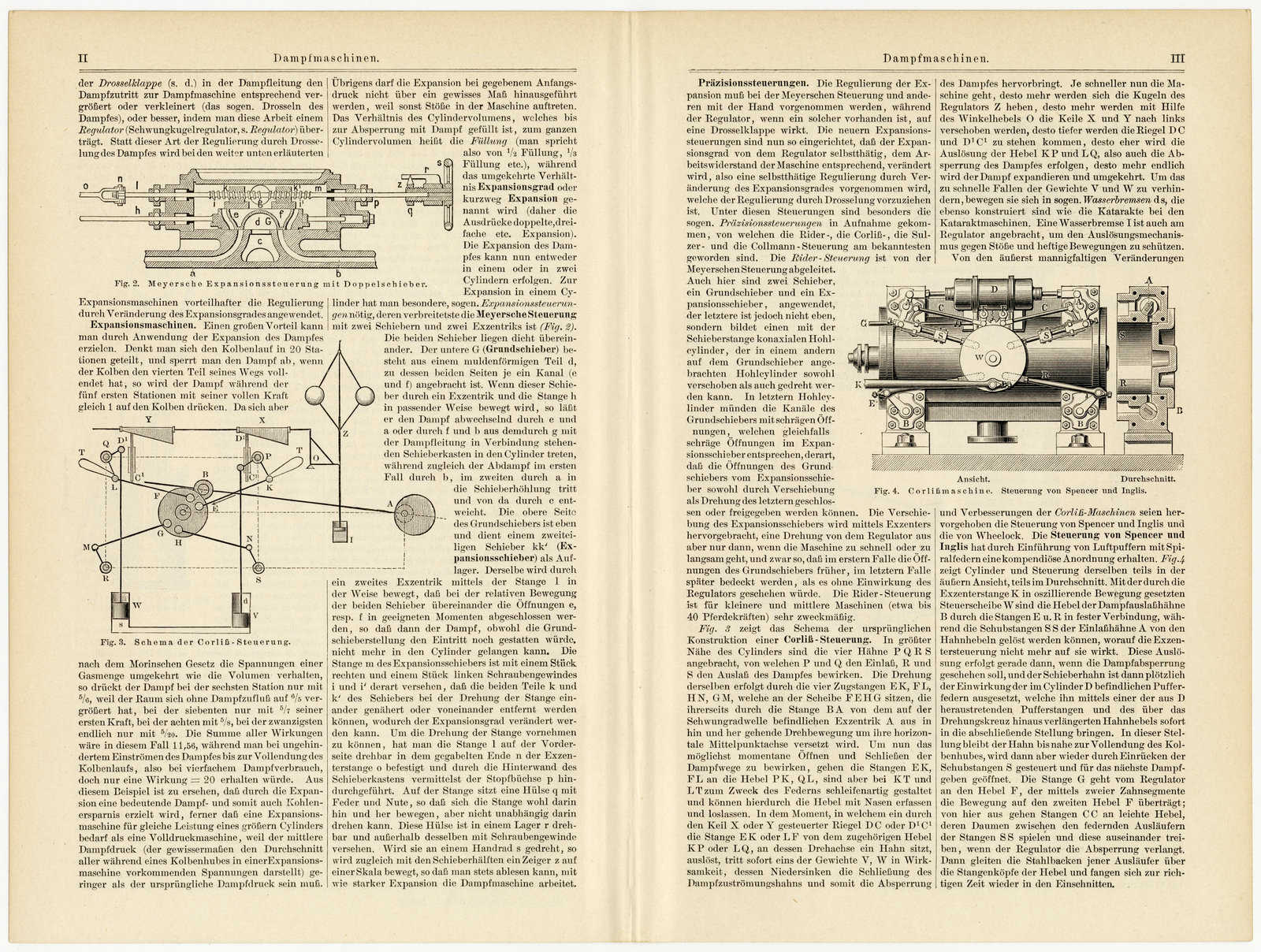 Dampfmaschinen I ca 1894 historische Bildtafel Holzstich