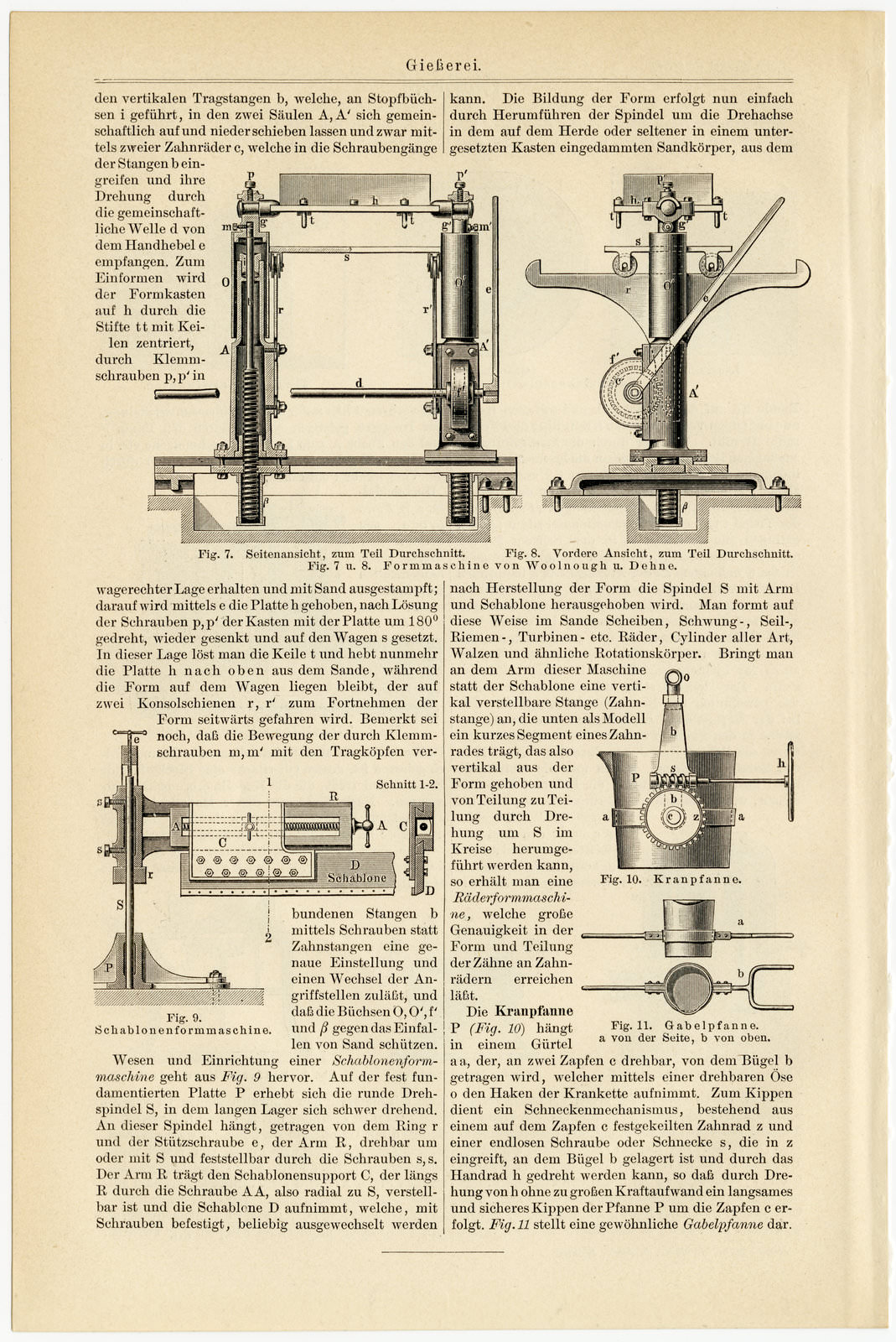 Gießerei ca 1894 historische Bildtafel Holzstich