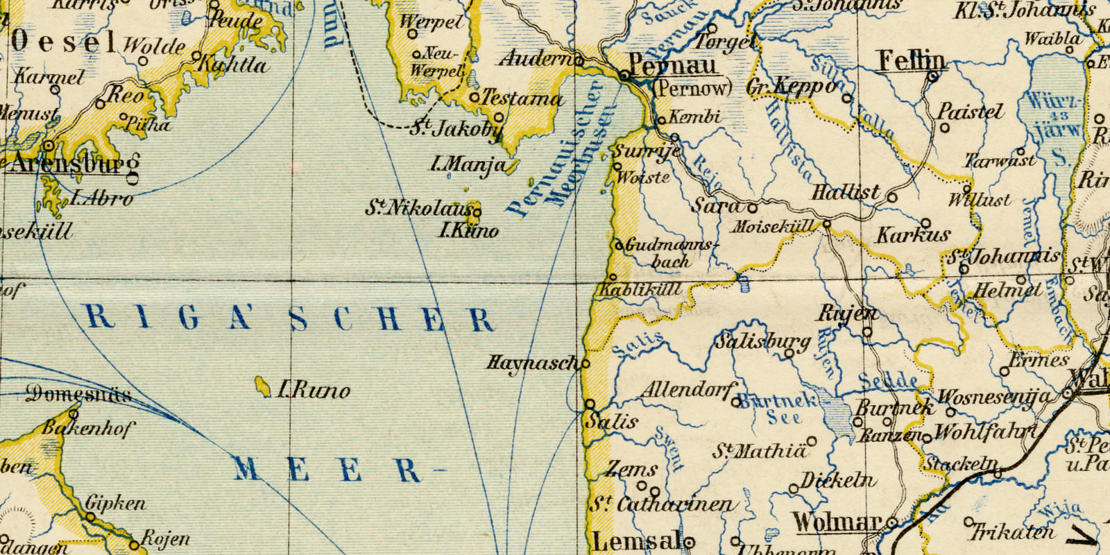 Russische Ostsee-Provinzen Livland Esthland Kurland ca 1895 historische Karte Lithographie