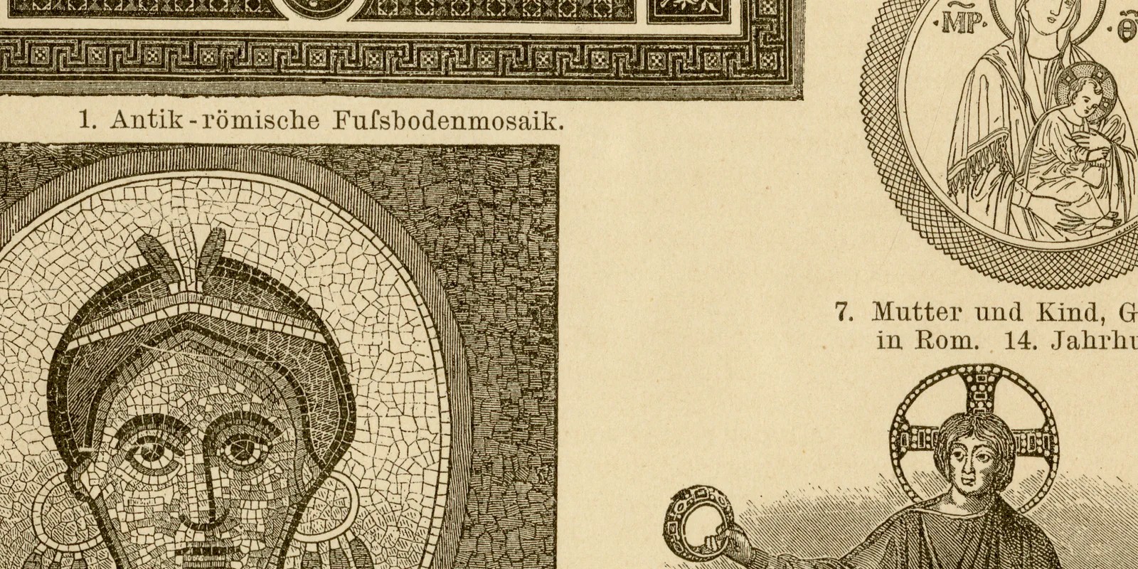 Mosaik ca 1885 historische Grafik Holzstich