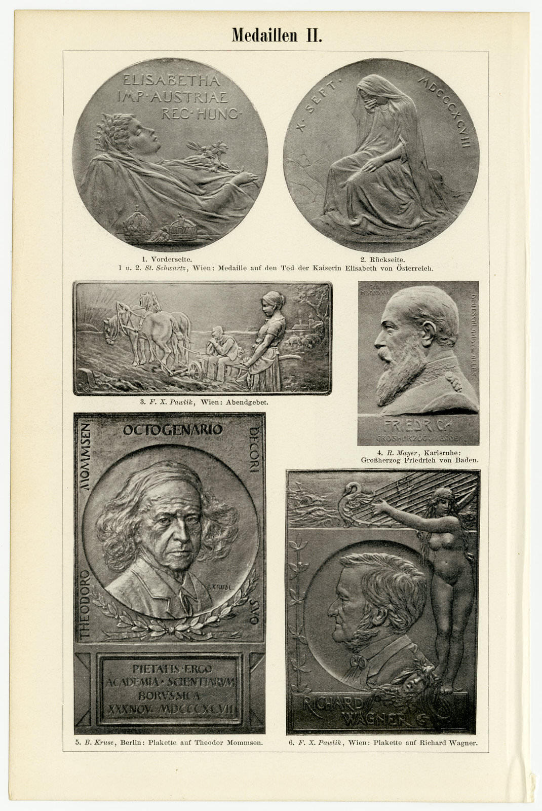 Medaillien I - II ca 1900 historischer Druck Autotypie
