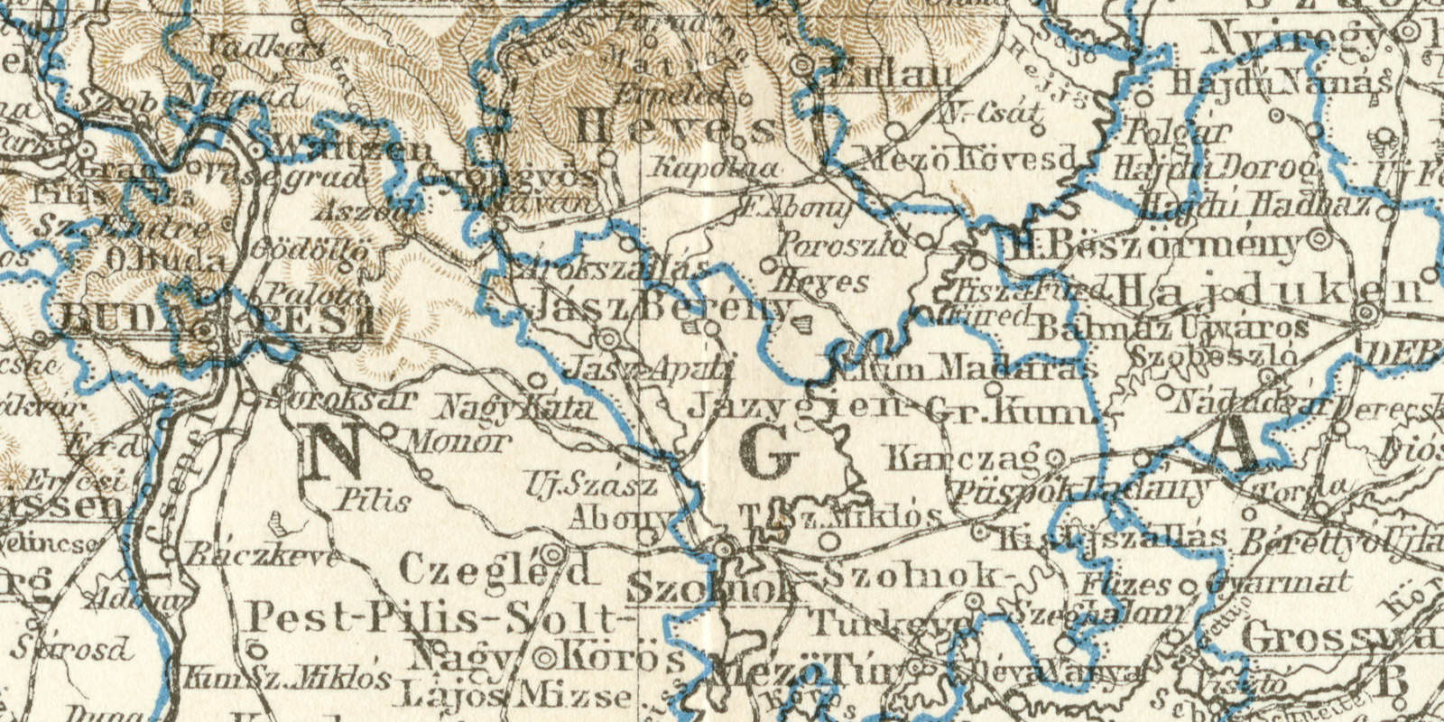 Ungarn und Galizien historische Landkarte Lithographie ca 1892