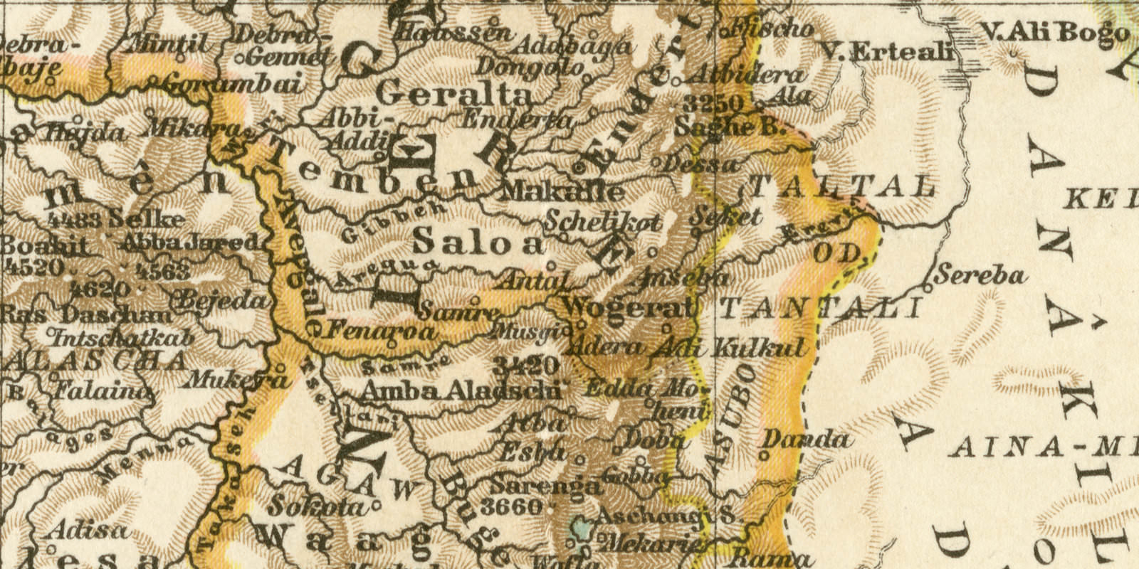 Abessinien Erythräa und Südarabien historische Landkarte Lithographie ca 1898