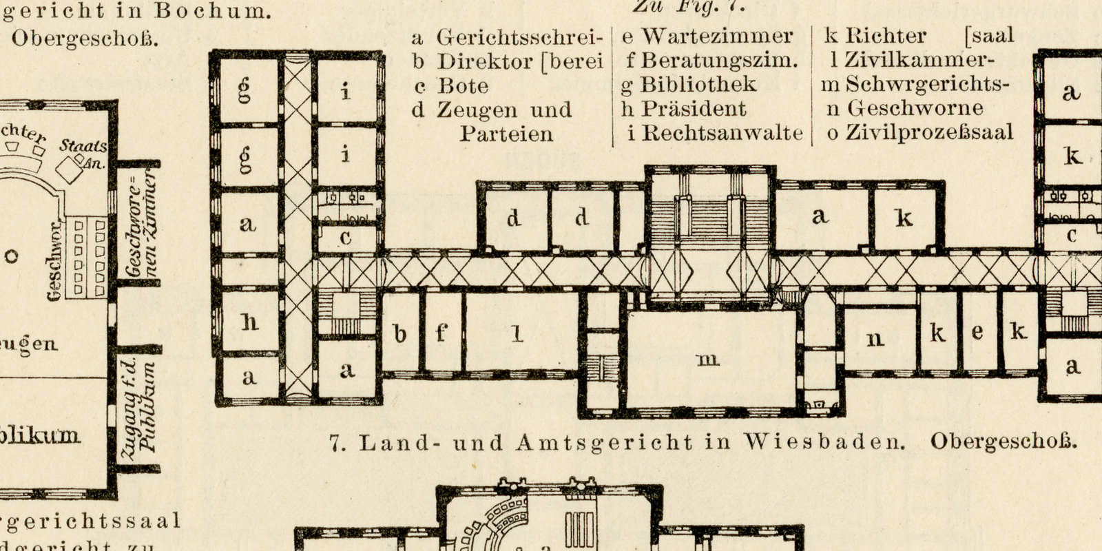 Gerichtsgebäude I - II ca 1898 historische Bildtafel Holzstich