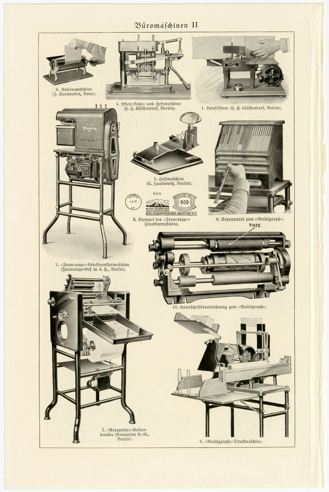 Büromaschinen I - II ca 1931 historische Bildtafel Autotypie