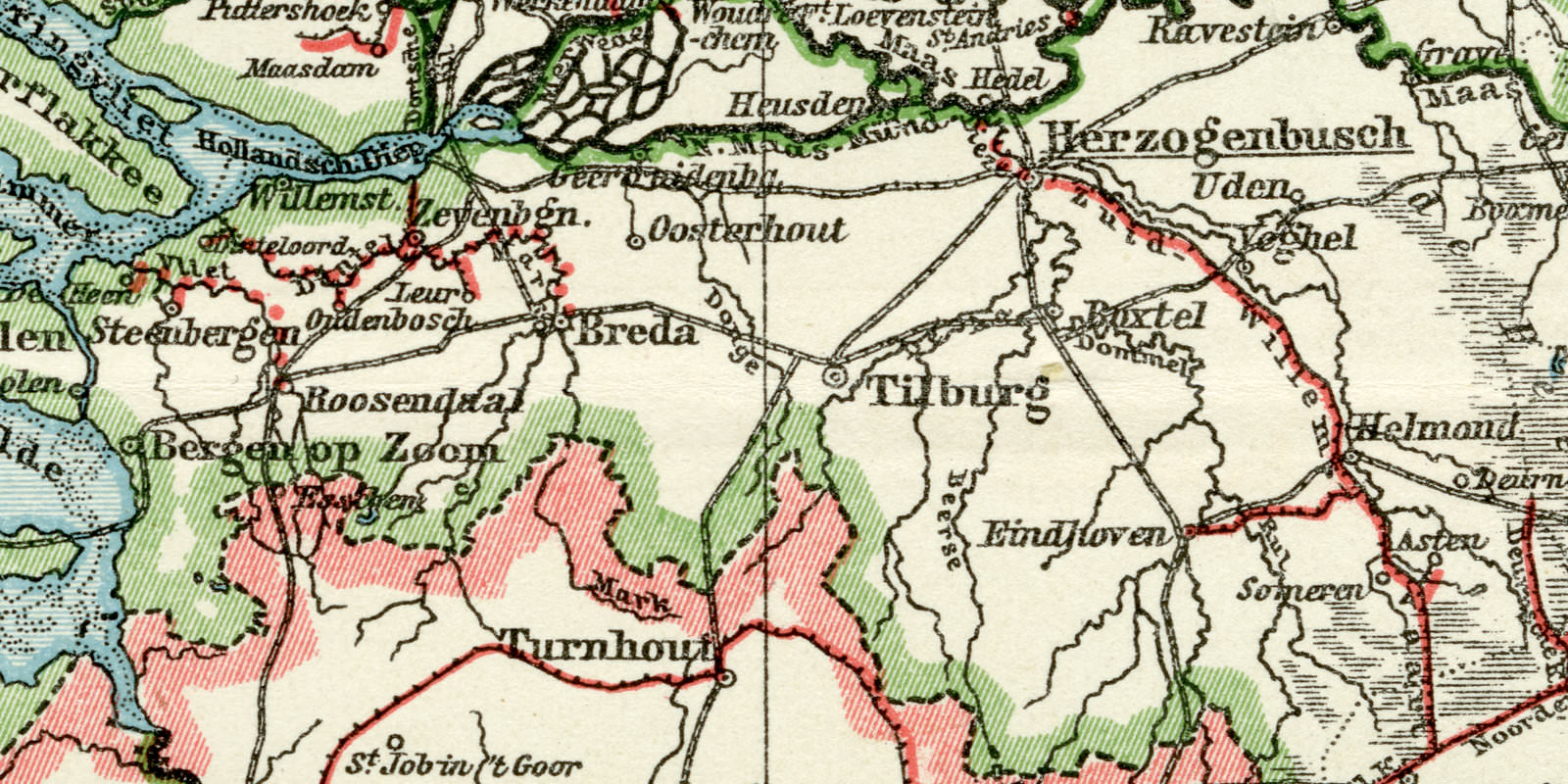 Die Schiffahrtsstrassen in Belgien und den Niederlanden historische Landkarte Lithographie ca 1912