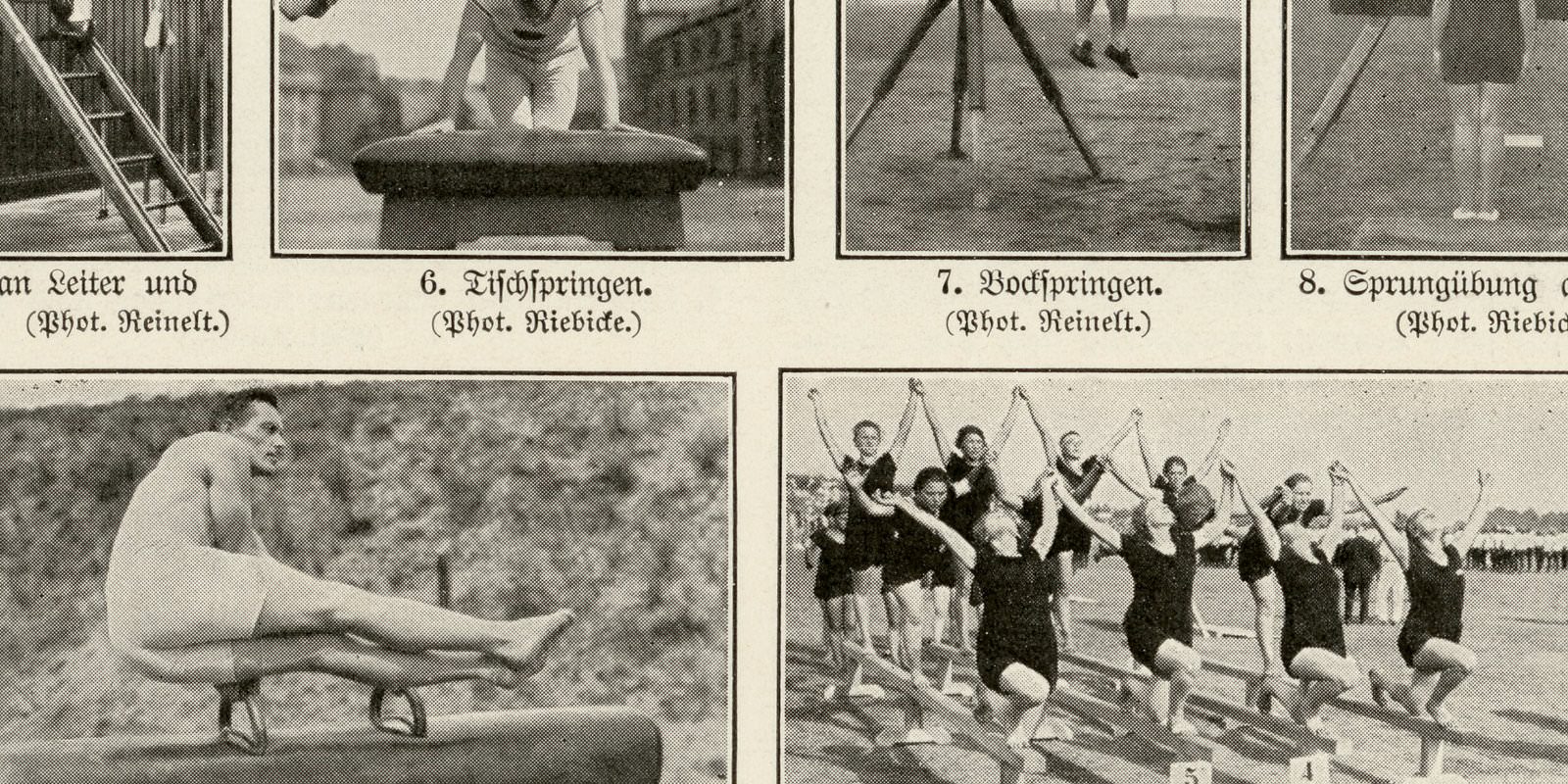 Turnen I - II ca 1930 historische Bildtafel Autotypie