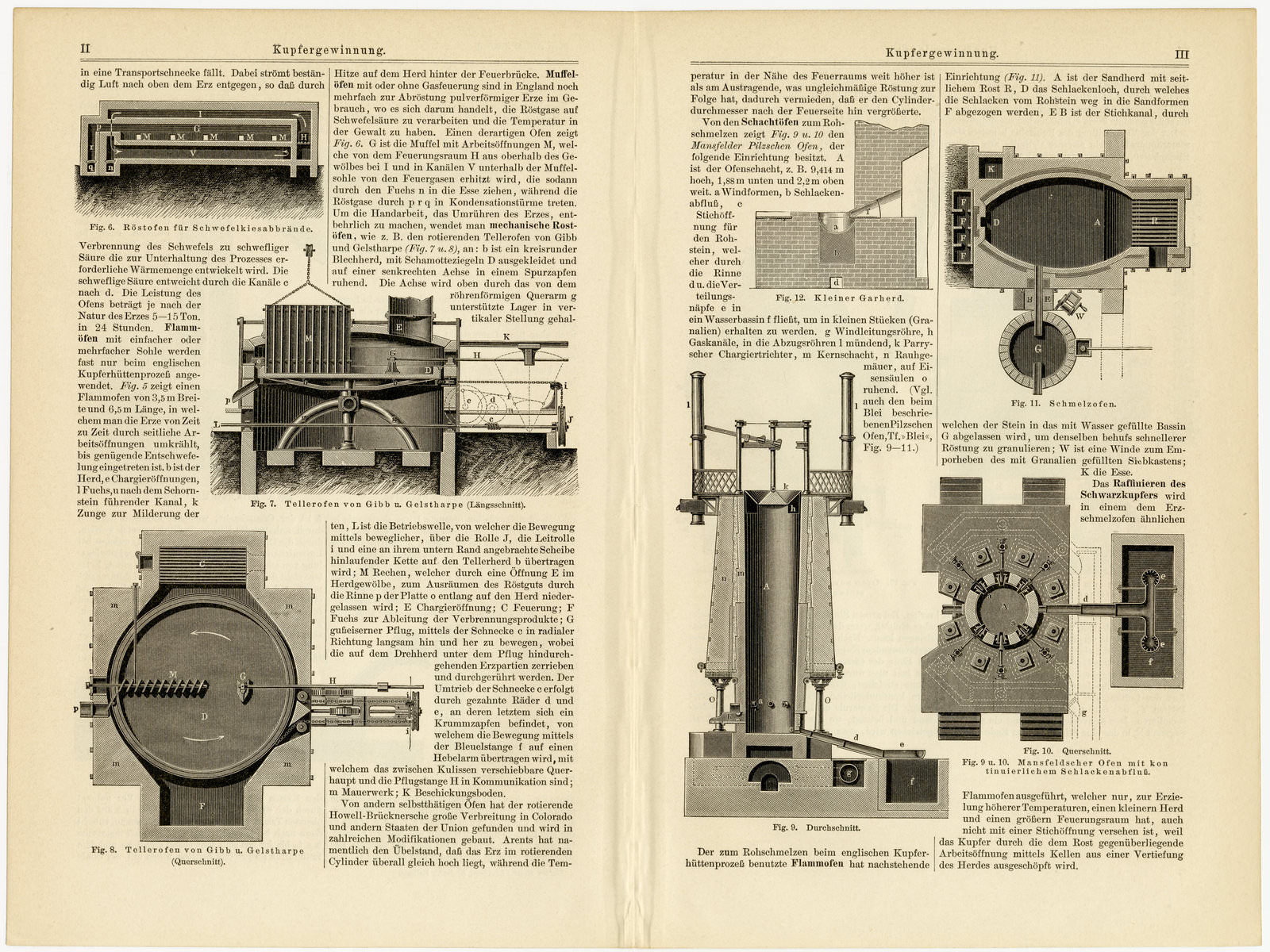 Kupfergewinnung ca 1895 historische Bildtafel Holzstich