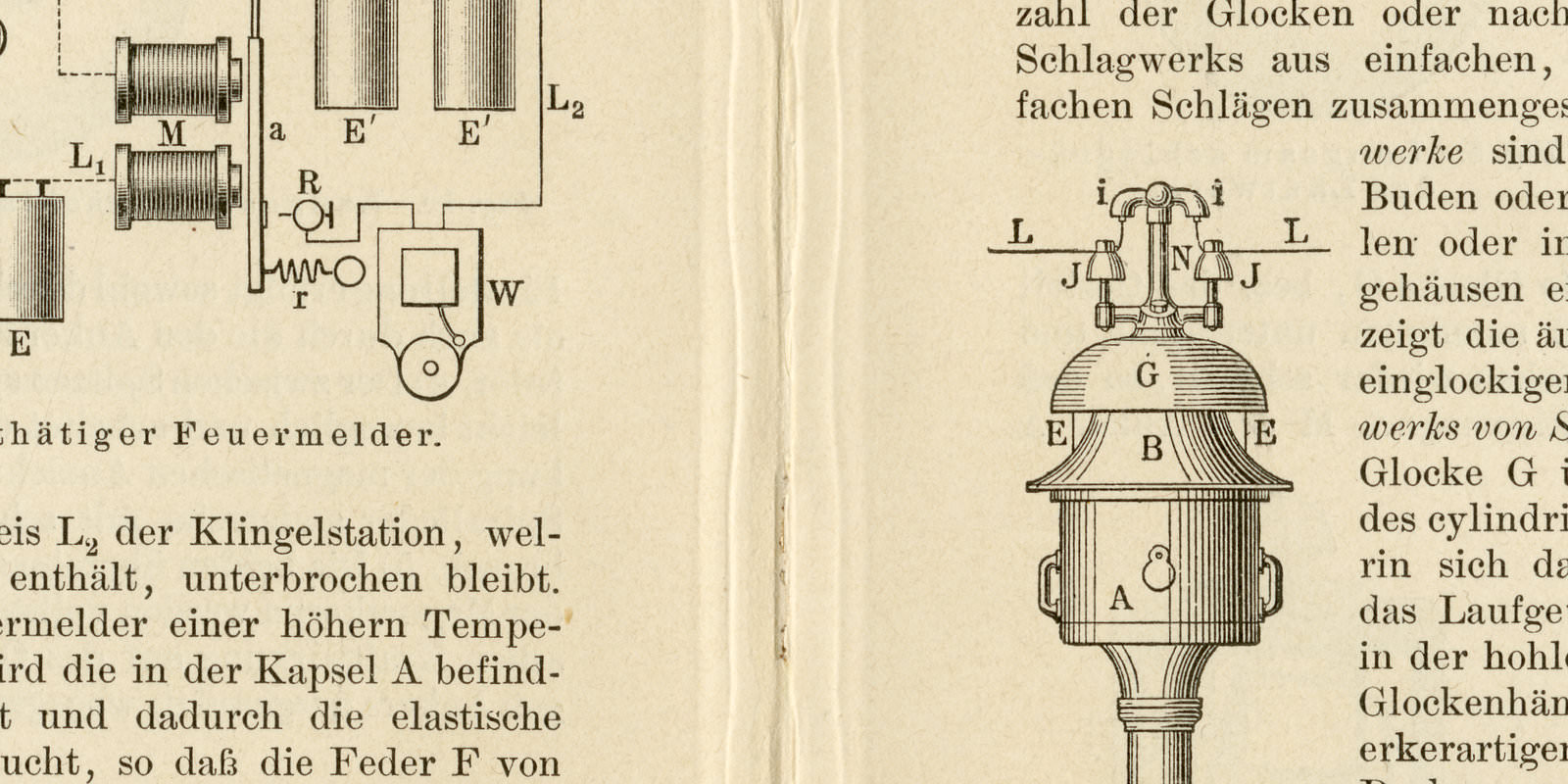 Elektrische Läutwerke ca 1896 historische Bildtafel Holzstich