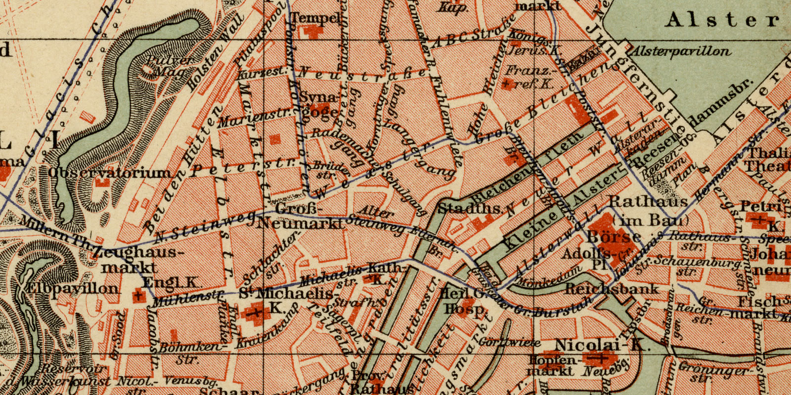 Hamburg Altona historischer Stadtplan ca 1887 Lithographie