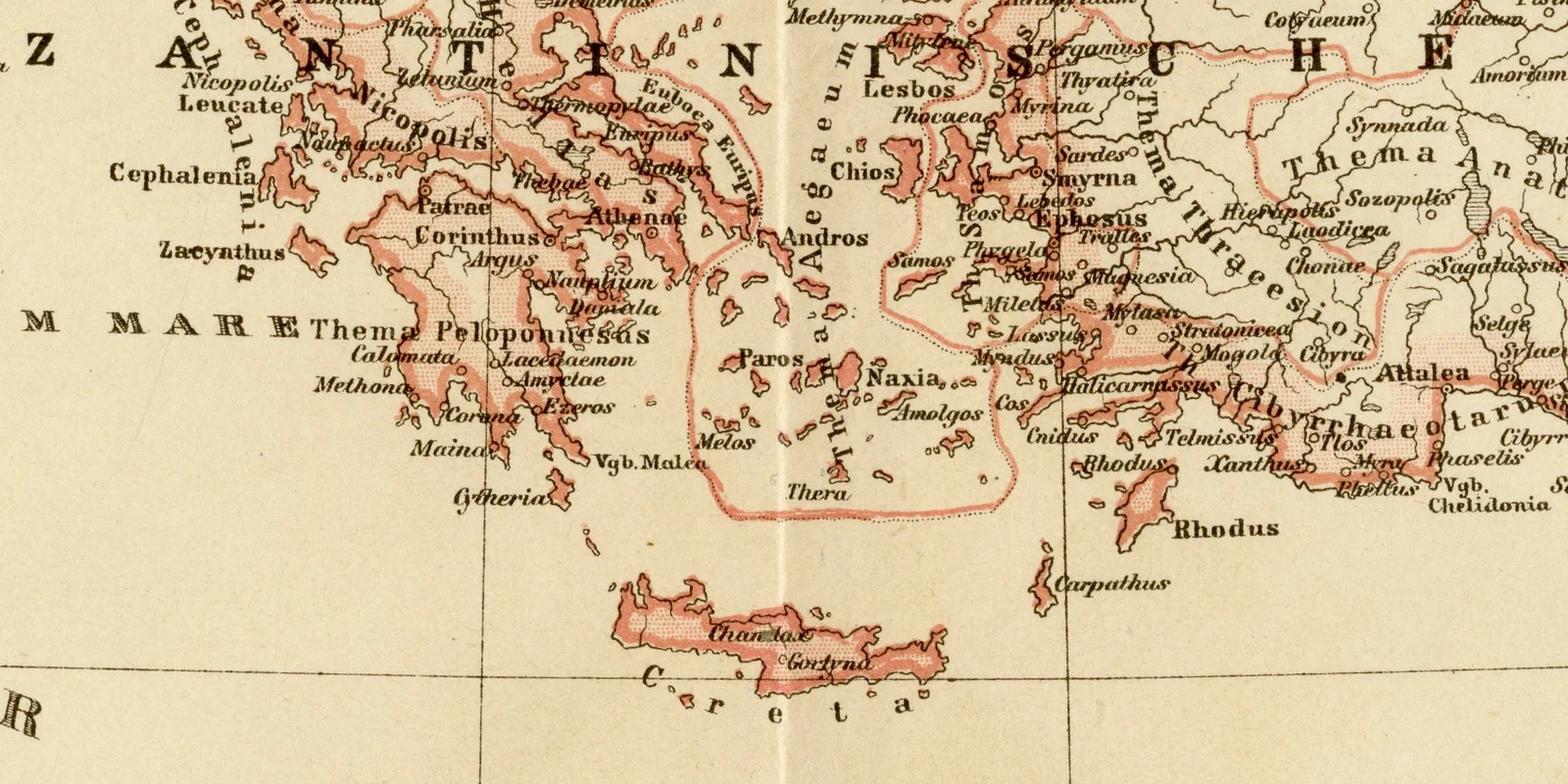Byzantinisches Reich um das Jahr 1000 ca 1882 historische Karte Lithographie
