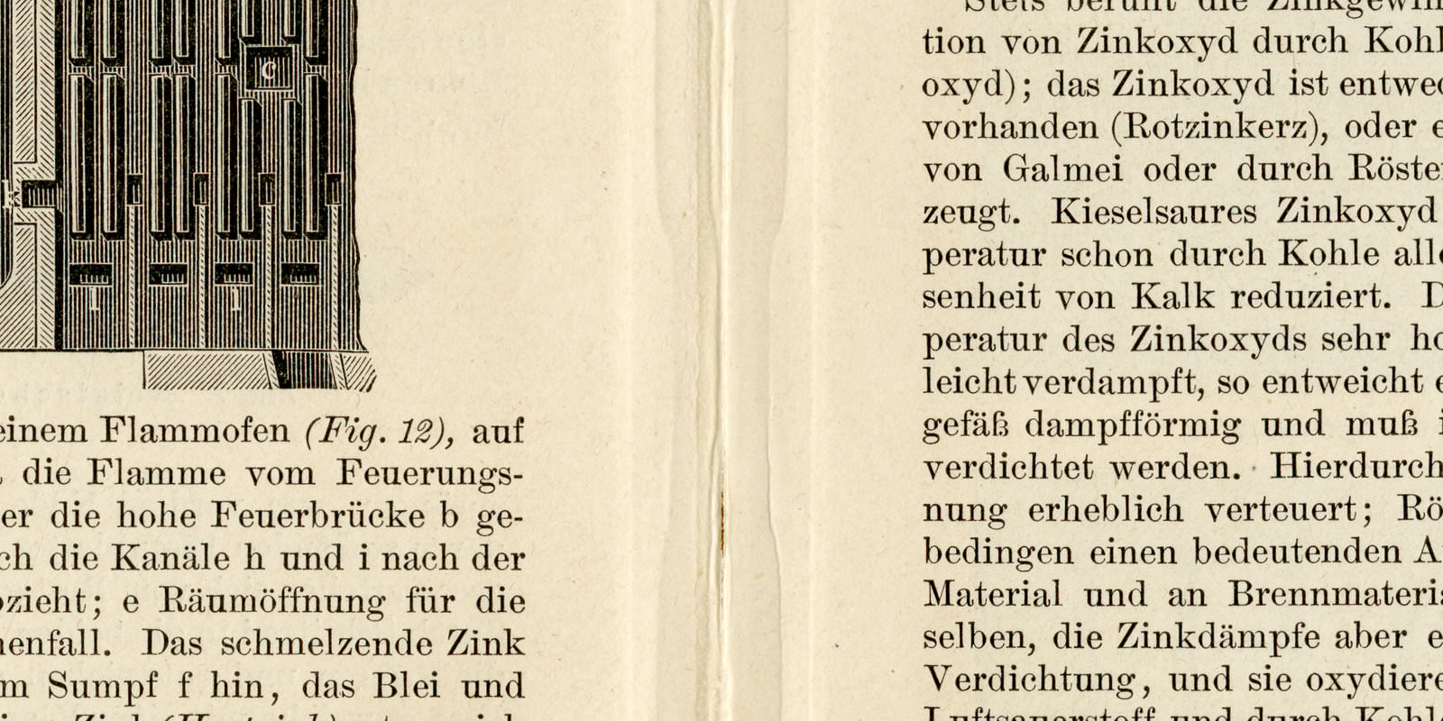 Zinkgewinnung ca 1897 historische Bildtafel Holzstich