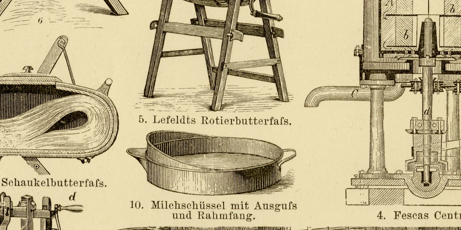 Butterbereitung ca 1882 historische Grafik Holzstich