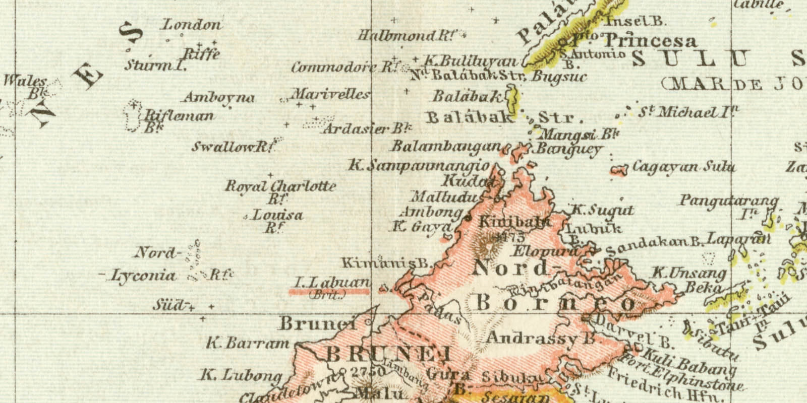 Malaiischer Archipel historische Landkarte Lithographie ca 1892
