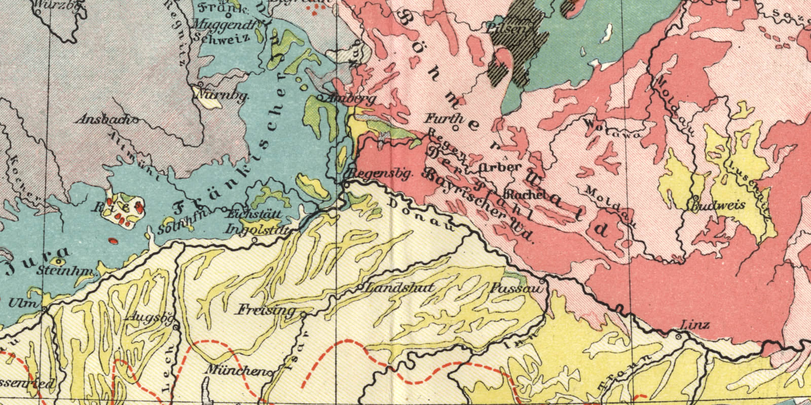 Deutschland geologisch historische Landkarte Lithographie ca 1910