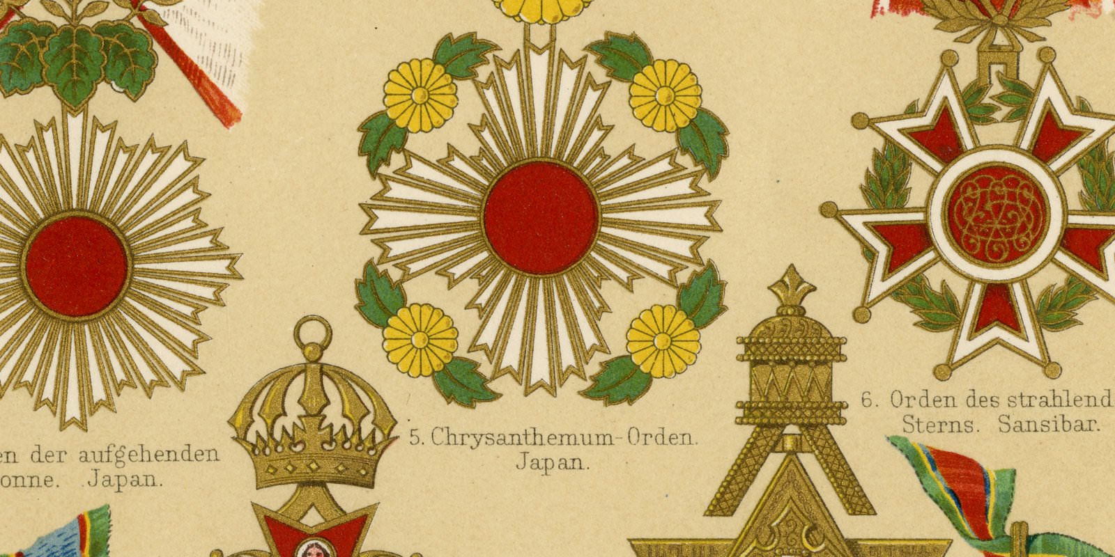 Orden III Welt ca 1896 historische Bildtafel Chromolithographie