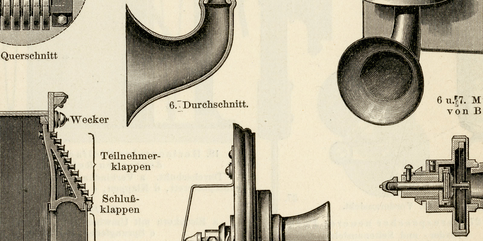 Fernsprecher III - IV ca 1898 historische Bildtafel Holzstich
