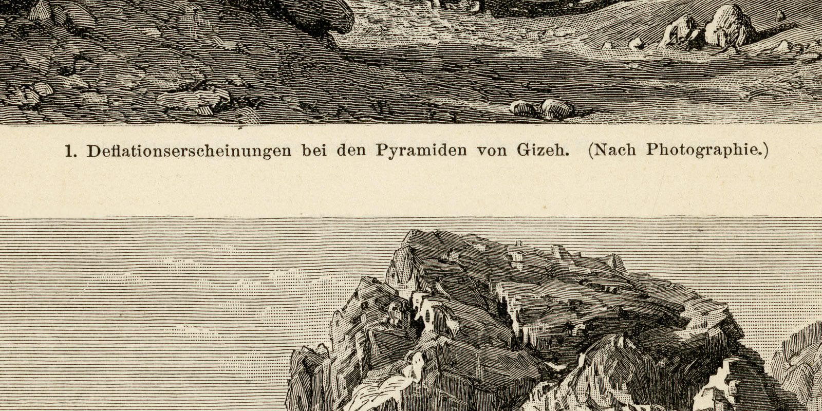 Wüstenbildungen I - II ca 1897 historische Bildtafel Holzstich