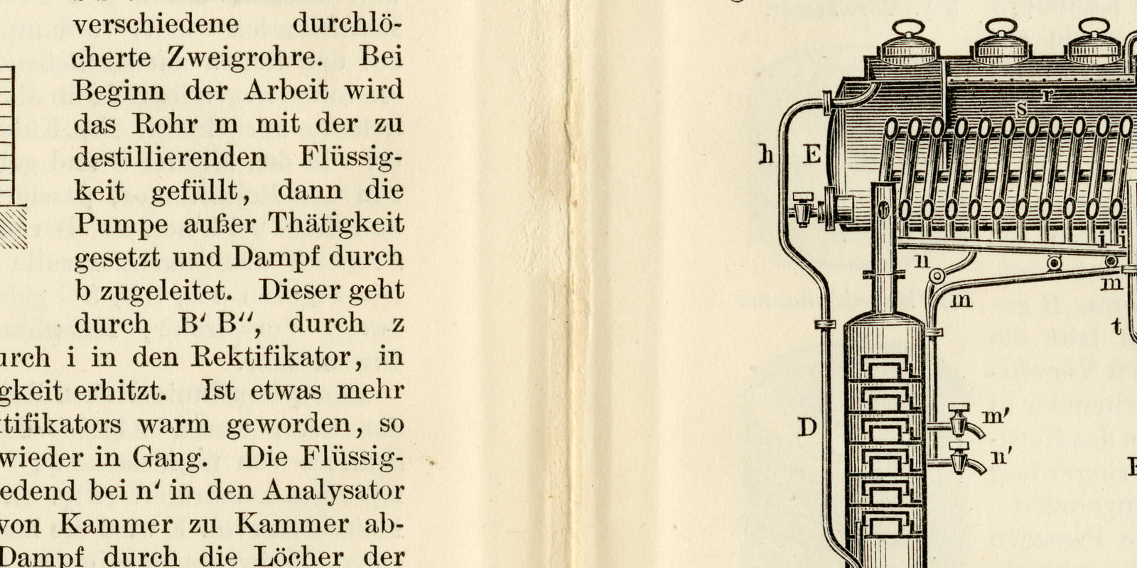 Destillationsapparate für Großbetriebe ca 1894 historische Bildtafel Holzstich