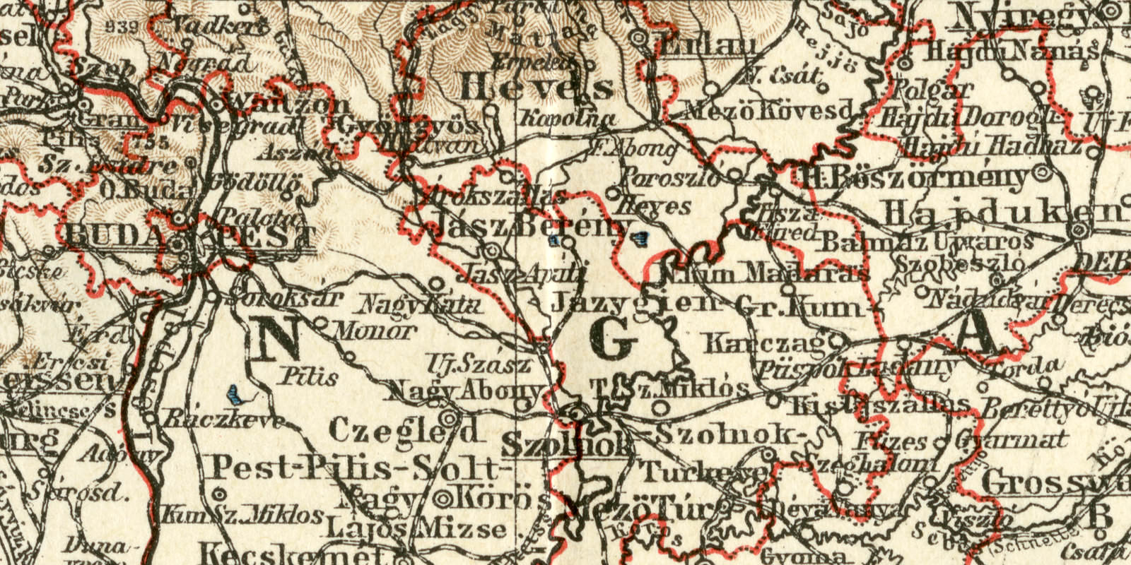 Ungarn und Galizien historische Landkarte Lithographie ca 1905