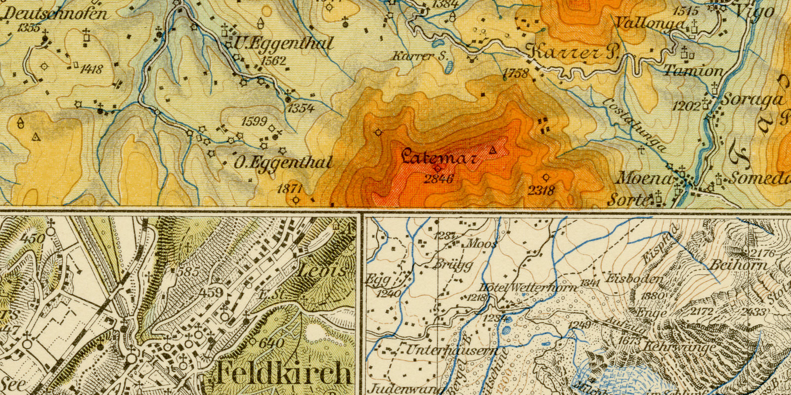 Landkartendarstellung III ca 1933 historische Karte Lithographie