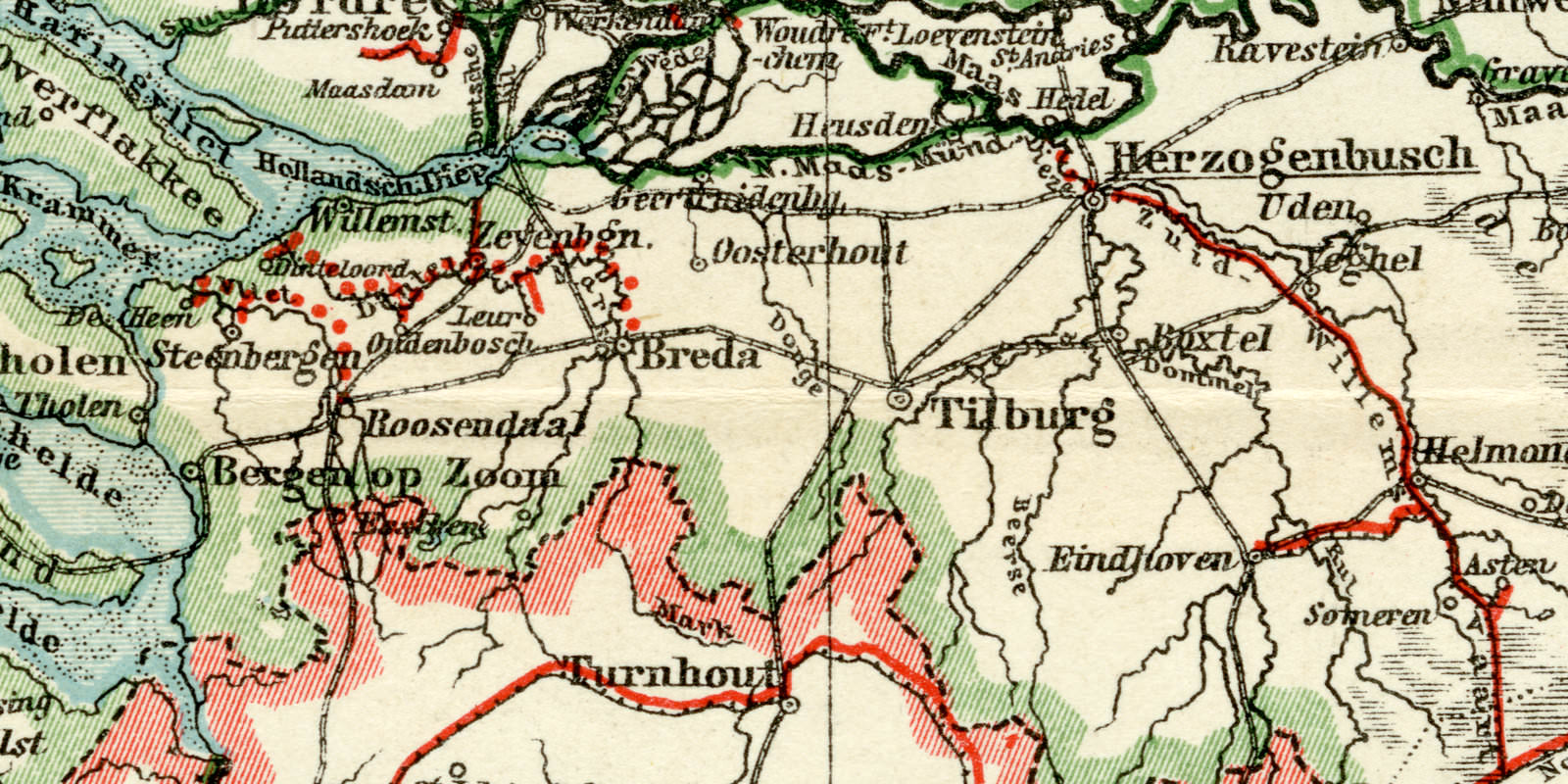 Die Schiffahrtsstrassen in Belgien und den Niederlanden historische Landkarte Lithographie ca 1910