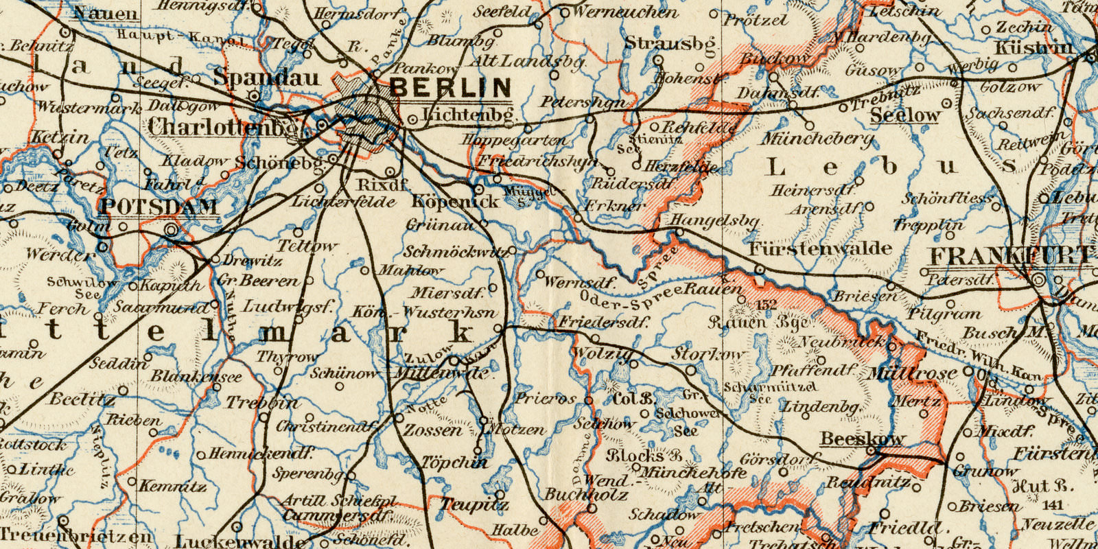 Brandenburg ca 1899 historische Karte Lithographie