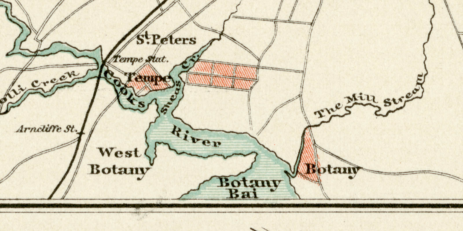 Sydney und Umgebung historischer Stadtplan Karte Lithographie ca 1899