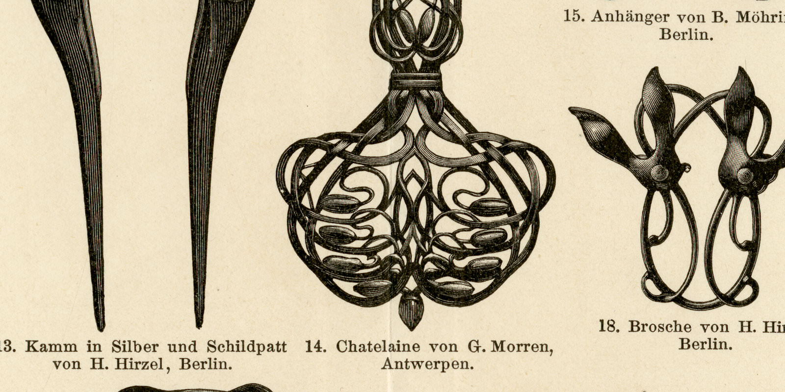 Schmucksachen II ca 1899 historische Bildtafel Holzstich