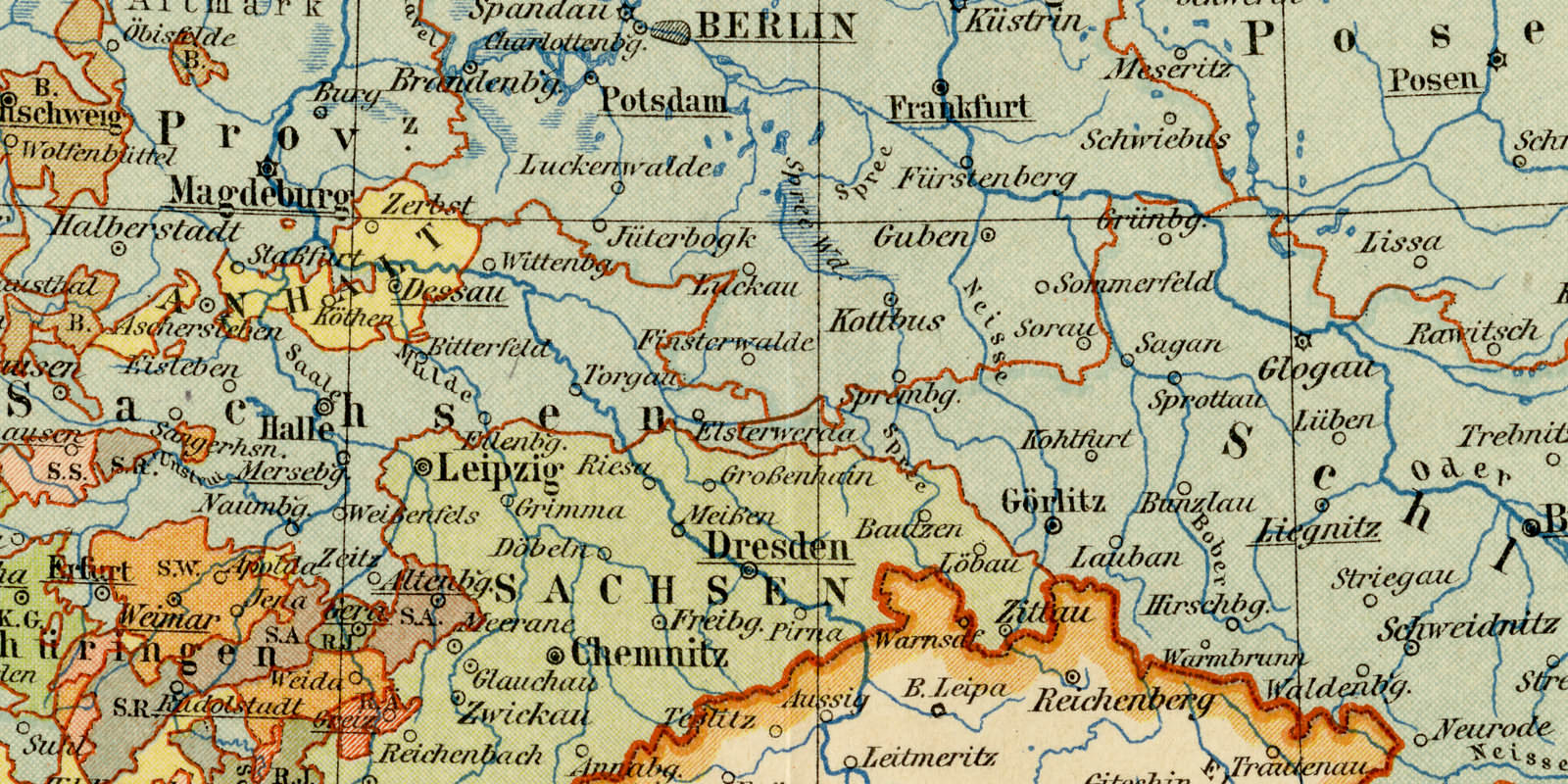 Deutsches Reich ca 1897 historische Karte Lithographie