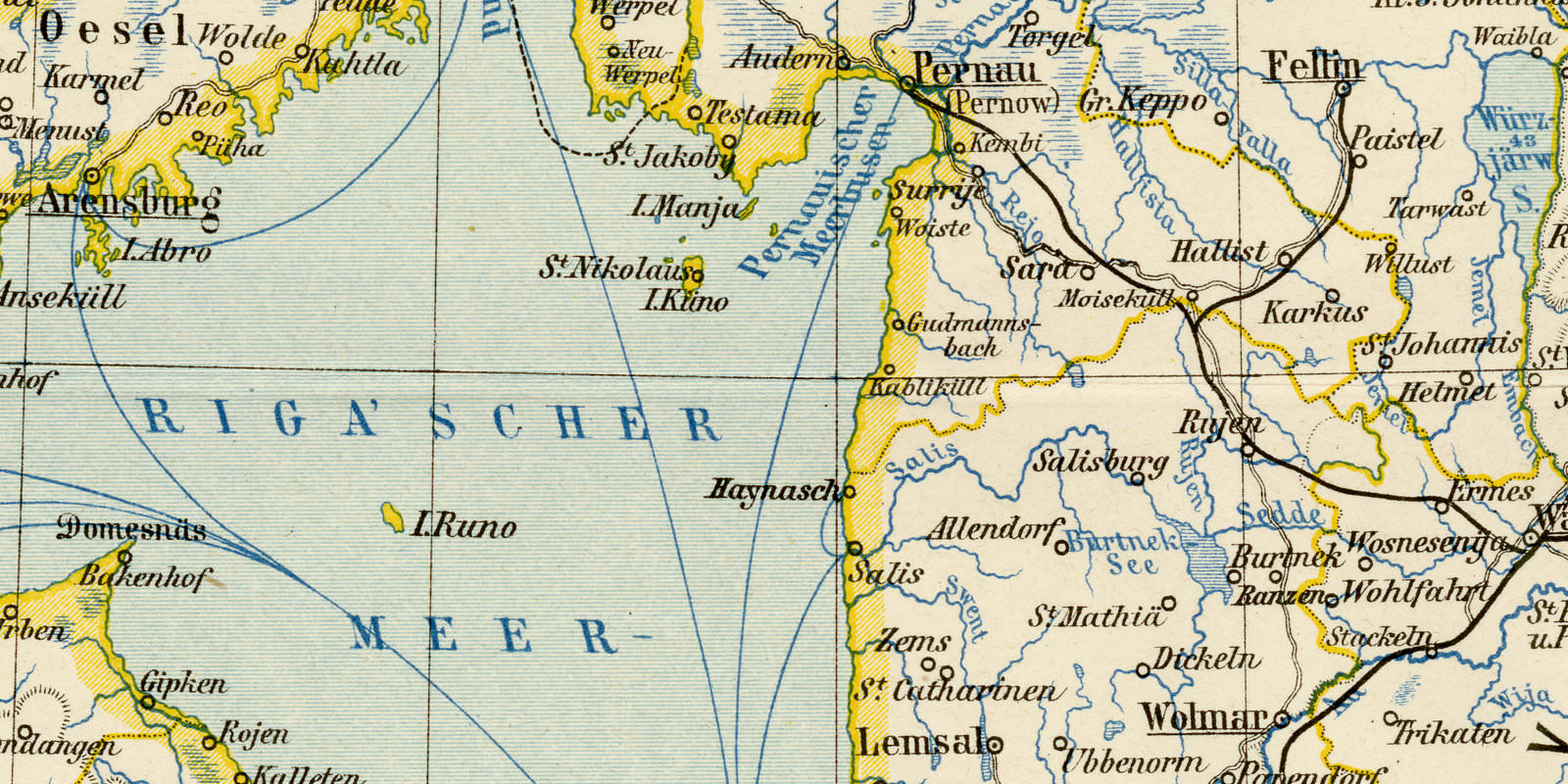 Russische Ostsee-Provinzen Livland Esthland Kurland ca 1899 historische Karte Lithographie