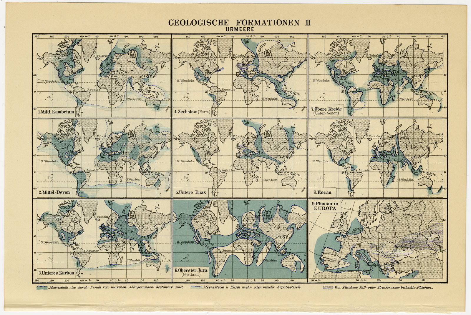 Geologische Formationen ca 1926 historische Bildtafel Holzstich