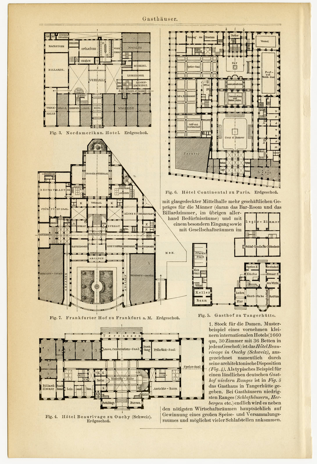 Gasthäuser ca 1894 historische Bildtafel Holzstich