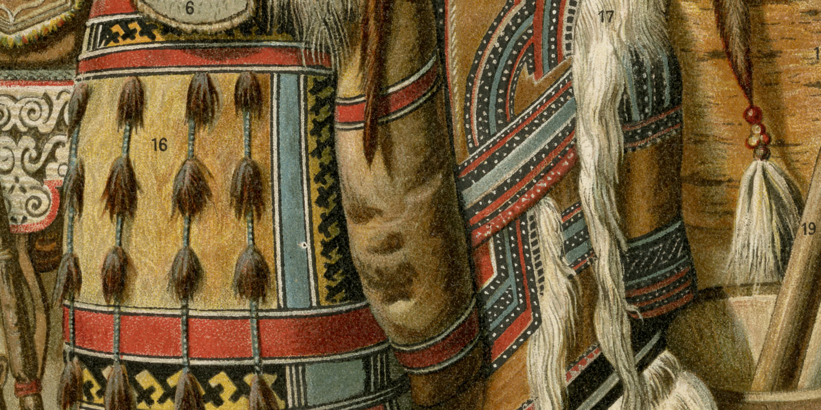 Asiatische Kultur I ca 1893 historische Bildtafel Chromolithographie