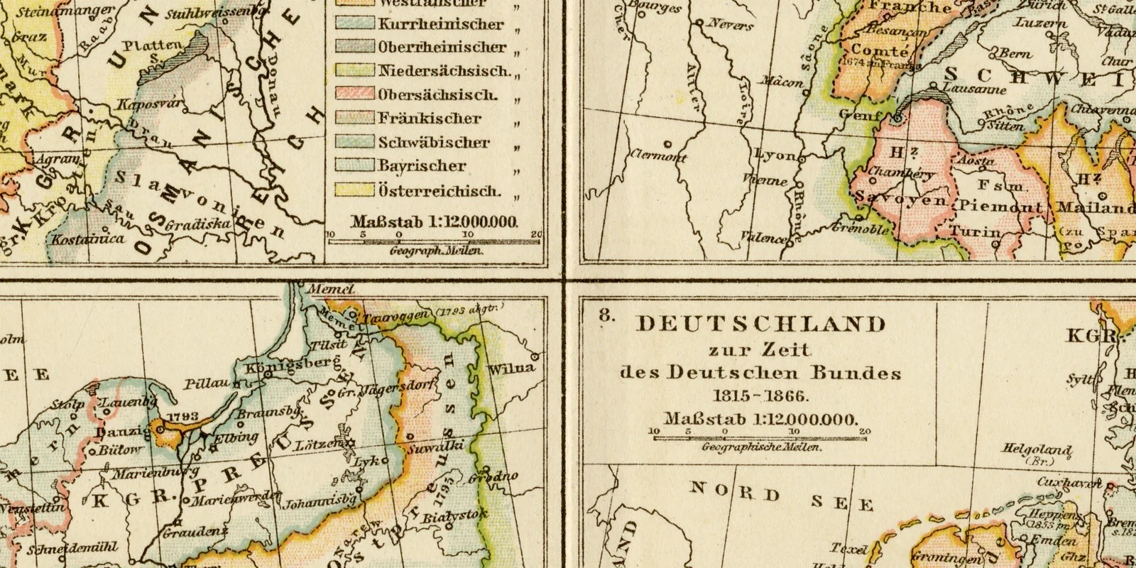 Deutsches Reich Historische Karten II ca 1883 historische Karte Lithographie