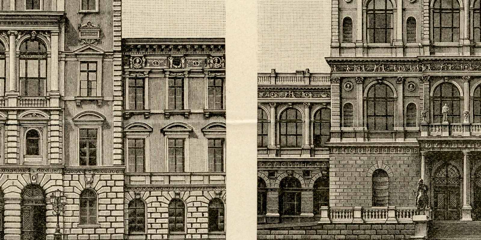 Münchener Bauten ca 1896 historische Bildtafel Holzstich