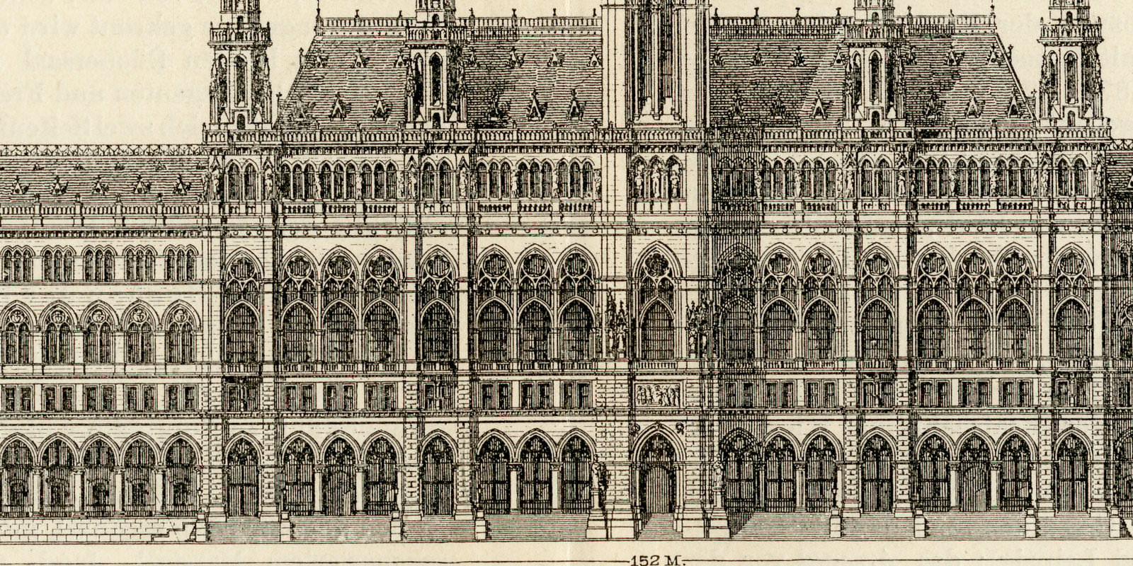 Wiener Bauten I ca 1897 historische Bildtafel Holzstich