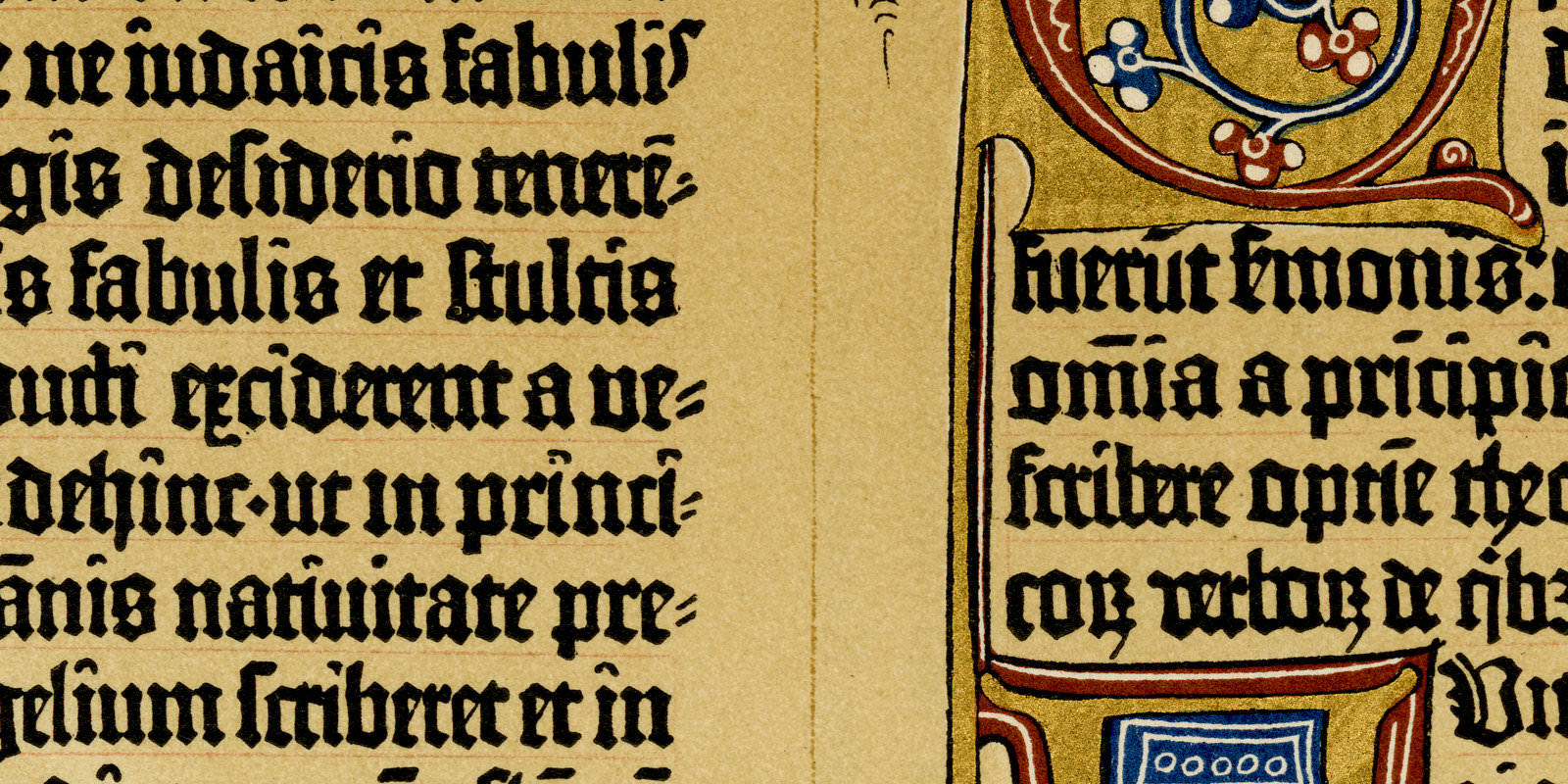 Gutenberg Bibelseite Faksimilie ca 1893 historische Bildtafel Chromolithographie