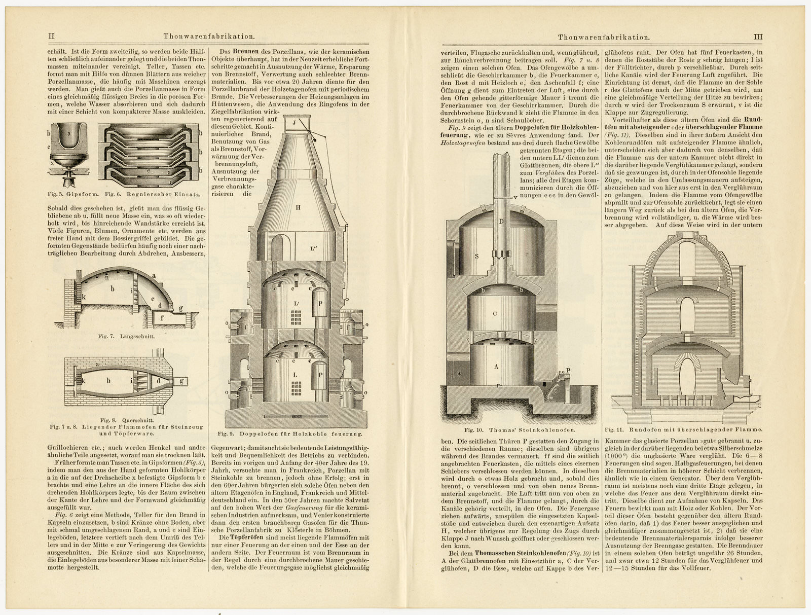 Thonwarenfabrikation ca 1897 historische Bildtafel Holzstich