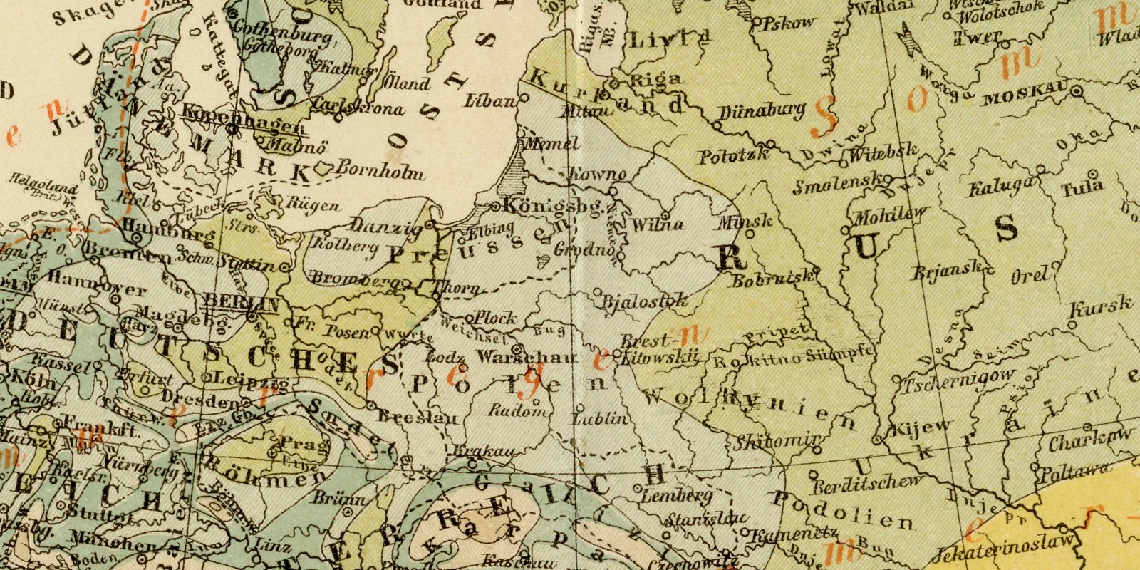 Europa Regenkarte ca 1886 historische Karte Lithographie