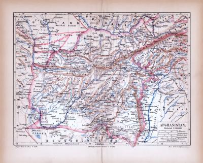 Afghanistan Landkarte ca. 1885 Original der Zeit
