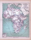 Afrika Landkarte Forschungsreisen ca. 1885 Original der Zeit