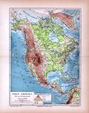 Nord-Amerika Landkarte Fluß- und Gebirgssysteme ca. 1885 Original der Zeit
