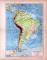 Süd-Amerika Landkarte Fulß- und Gebirgssysteme ca. 1885 Original der Zeit